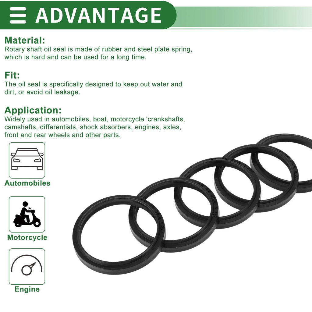 Set of 5 Oil Seal Rotary Shaft Seal NBR Rubber 50x58.6x5.3mm