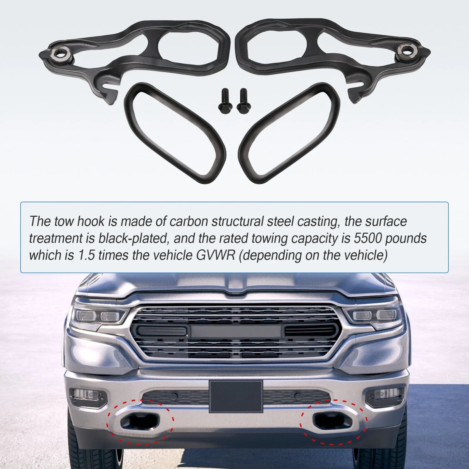 Heavy Duty Front Tow Hooks for Ram 1500 (2019-2021)