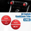 Set of 4 AC Switch Knob Cover Trim for Toyota RAV4 (2019–2022) Aluminum Red