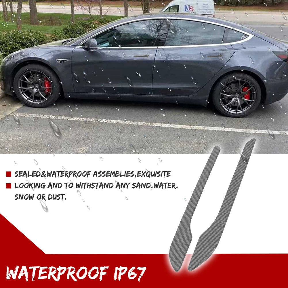 Set of 4 Door Handle Cover Trims for Tesla Model 3 & Y (2017–2023) Carbon Fiber Look