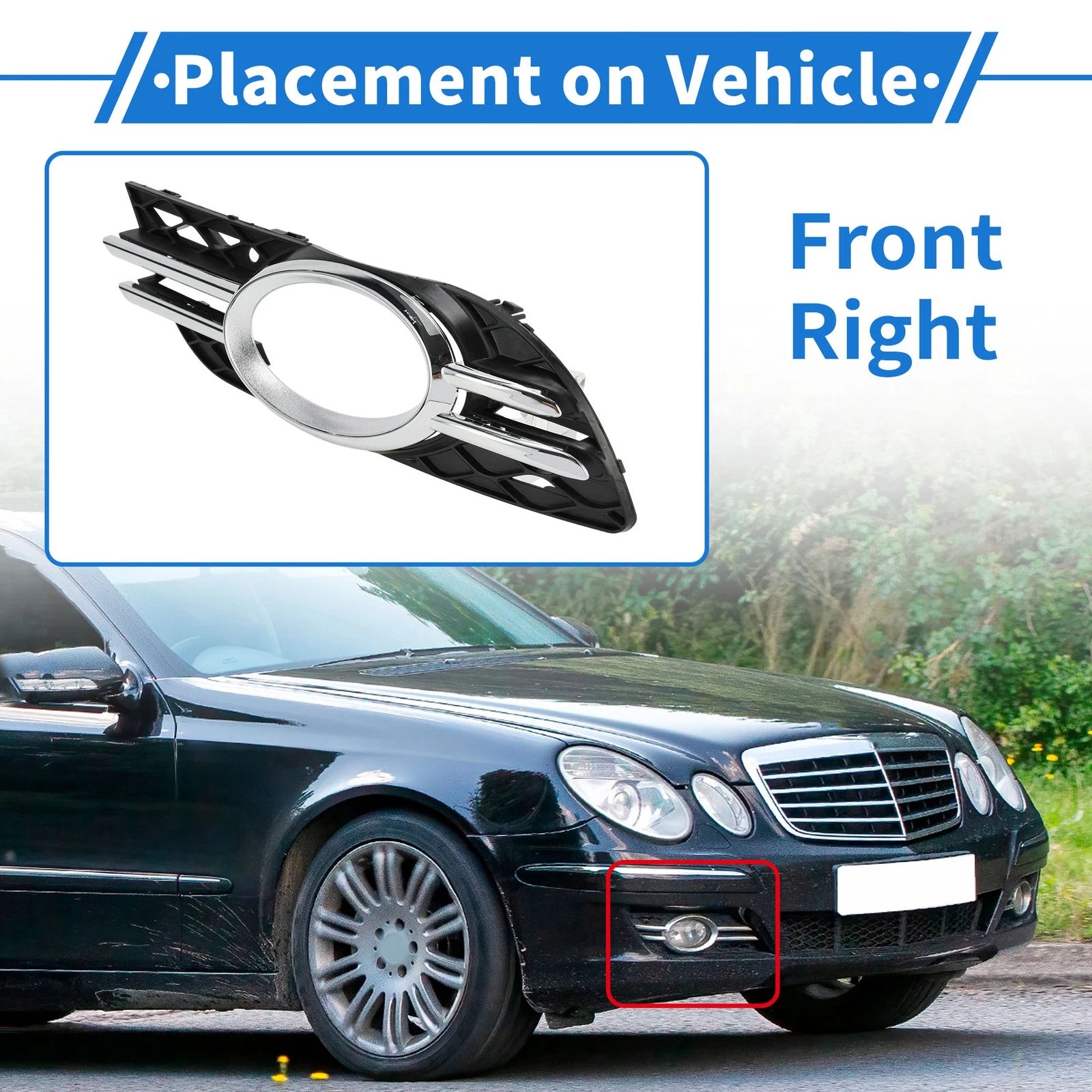 Front Right Fog Light Cover No. 2118850822 for Mercedes-Benz E320 (1996–1999)