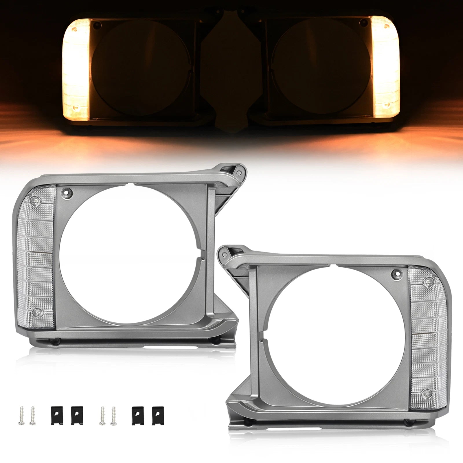 Clear Gray Headlight Door Bezel Set for Toyota Pickup (1979-1981)