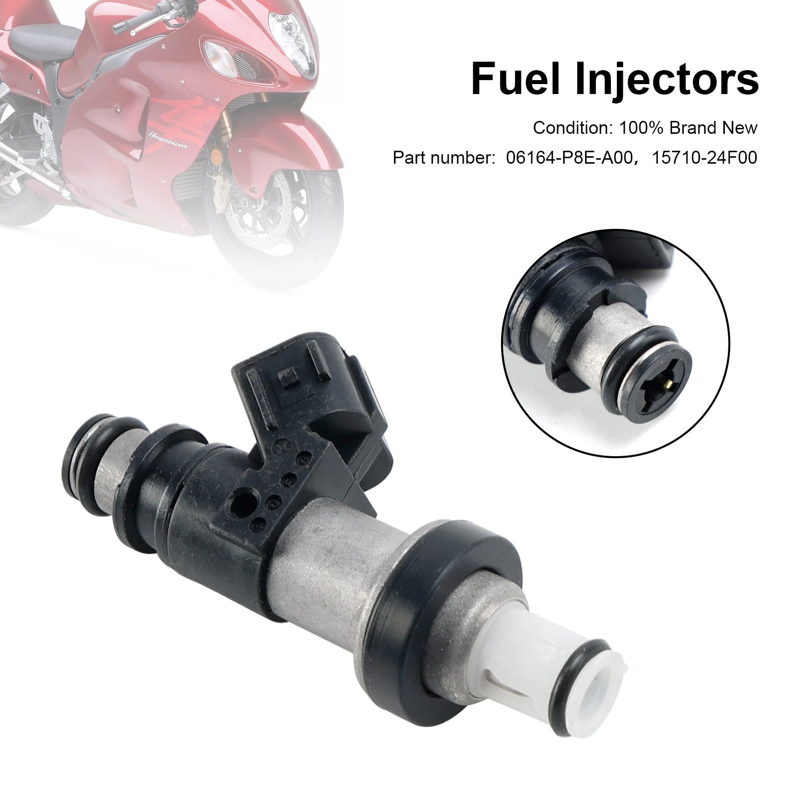 Set of 4 Fuel Injectors for Suzuki GSX-R750 GSX-R600 GSX1300R (06164-P8E-A00, 15710-24F00)