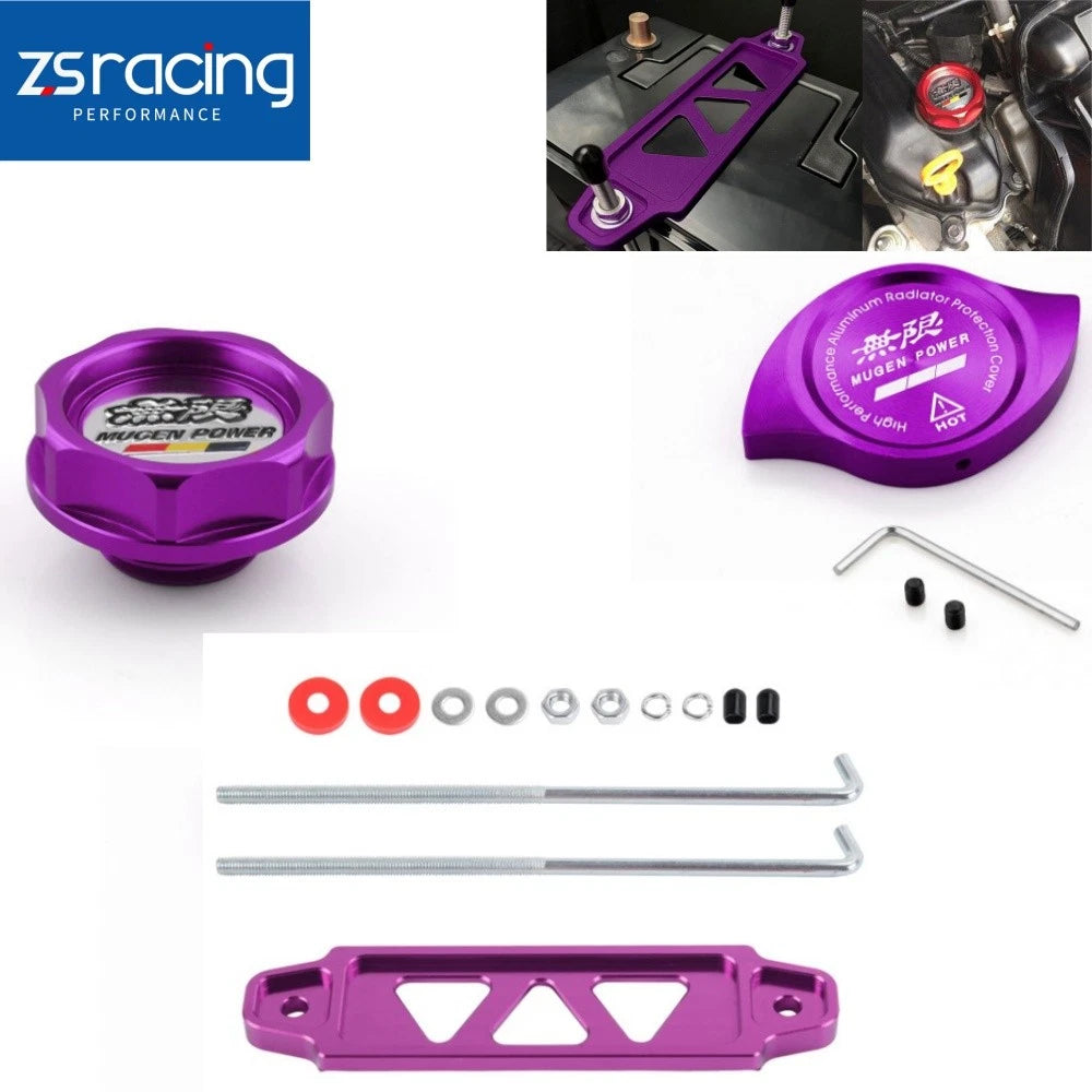 Oil Filler Cap, Radiator Cap Cover, Battery Tie Down w/ J-Hooks for Honda