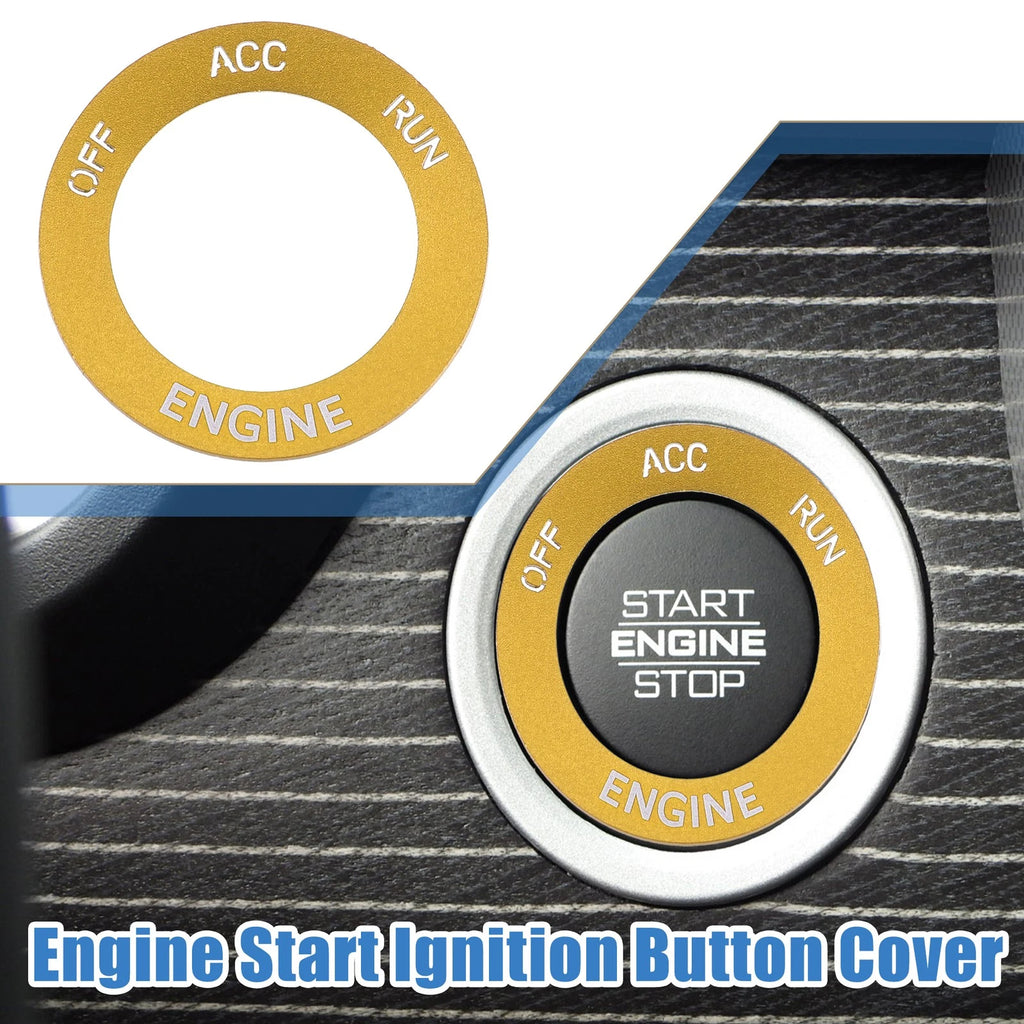 Engine Start Button Sticker for Dodge Charger Challenger (2015–2023) - Aluminum Gold Tone