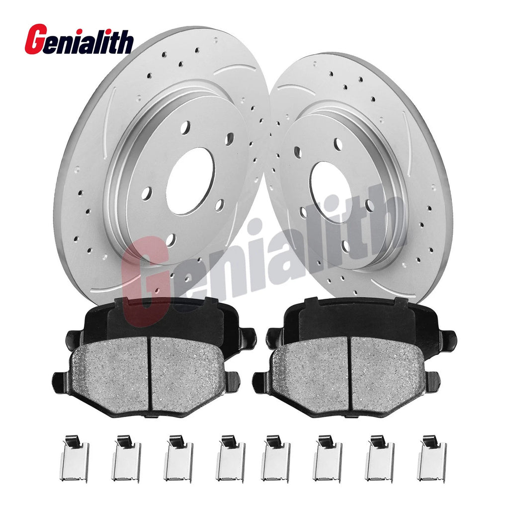 Set of 2 Rear Rotors Ceramic Brake Pads for Dodge Grand Caravan (2008–2020)