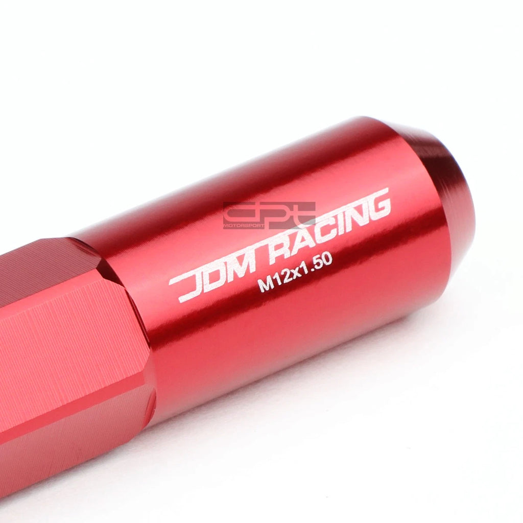 20 PCS M12X1.5 107MM Tall Red Aluminum Spiked Cap Lug Nuts + Adapter