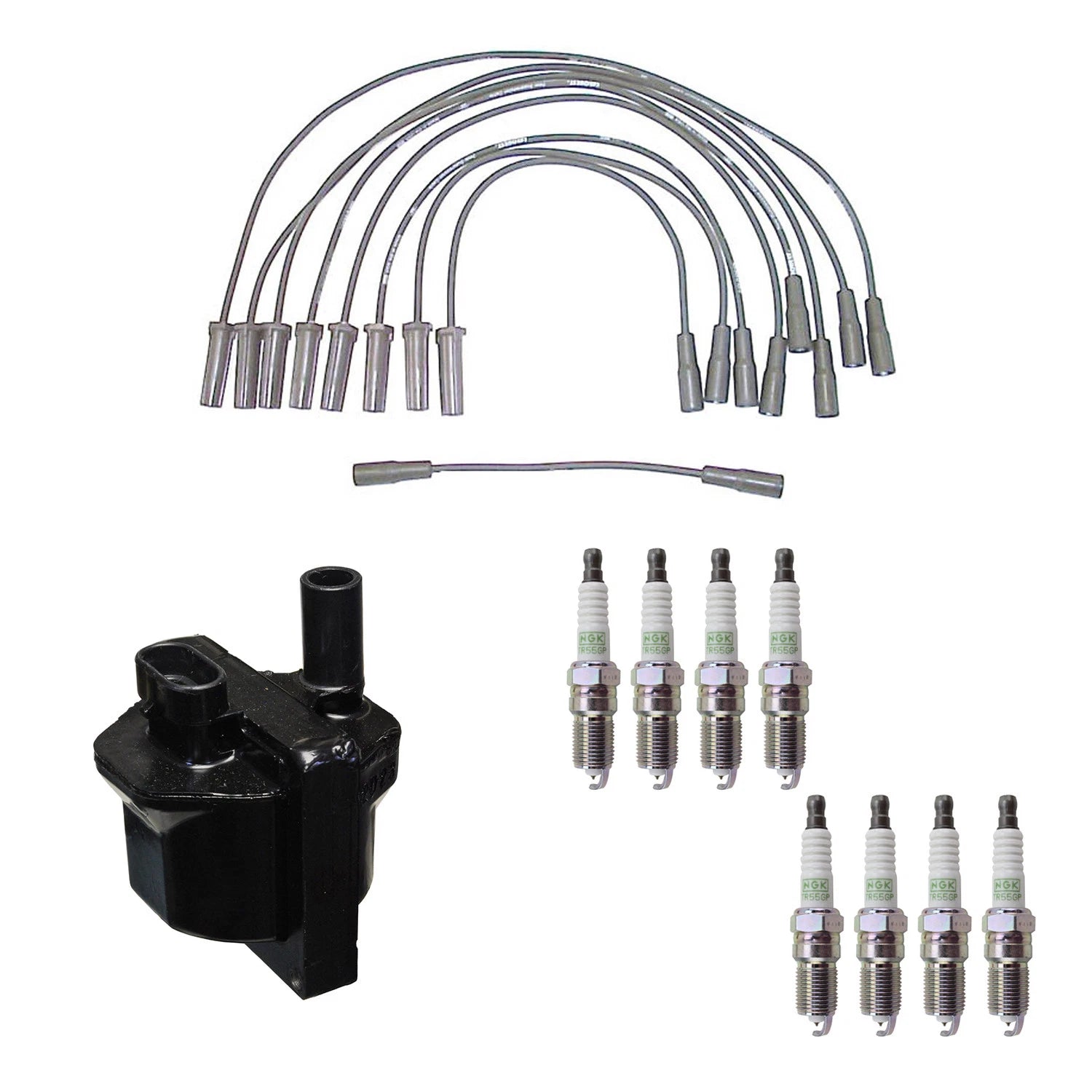 Set of 8 Denso Ignition Coil Wires & NGK Platinum Spark Plugs for P30 P3500 (V8 Vin J)