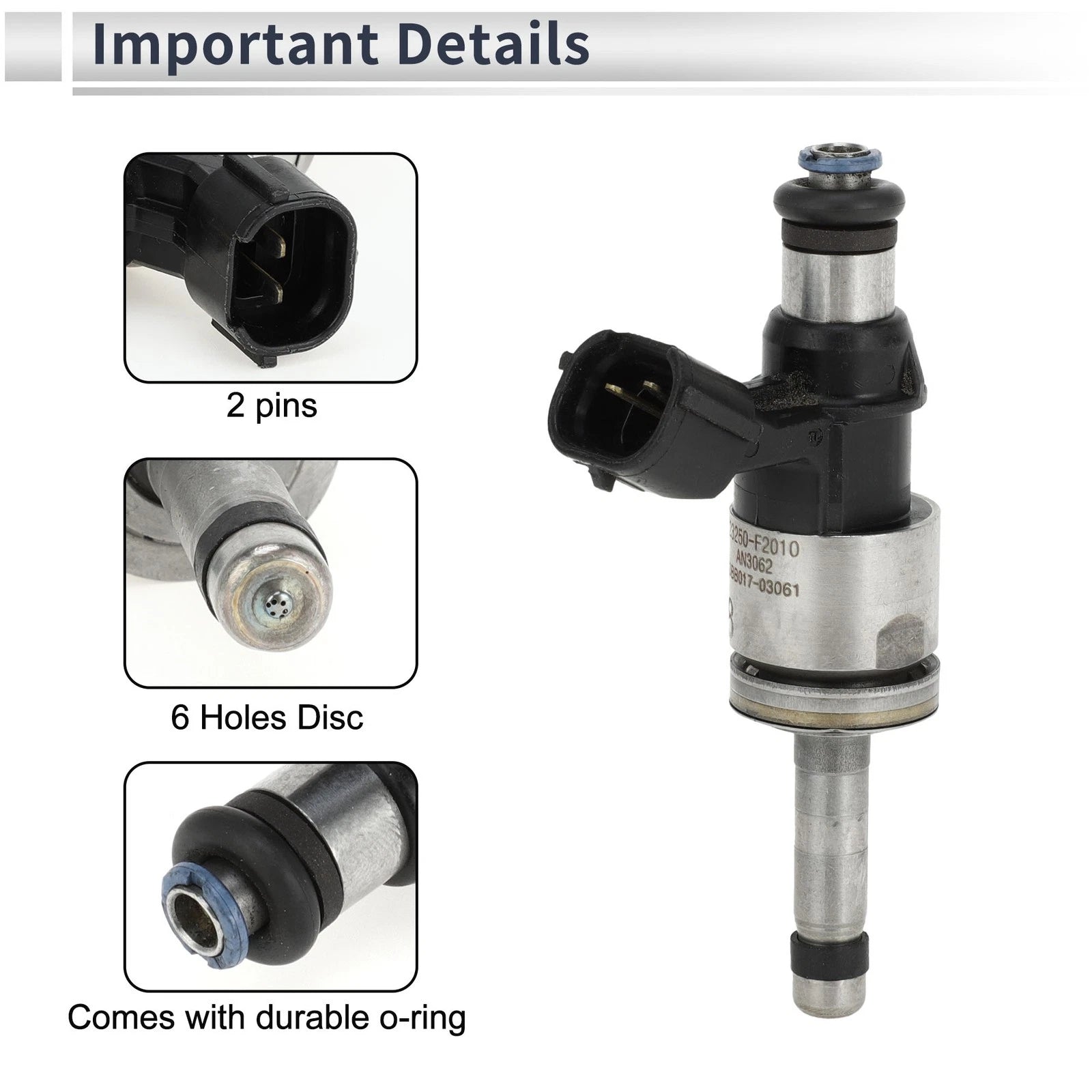 Fuel Injector No. 23209F2010 for Toyota Corolla (2020–2024) 1 Pc Black Silver Tone