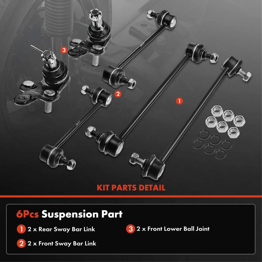 Front & Rear Sway Bar Link and Ball Joint for Toyota Camry (1997-2001)