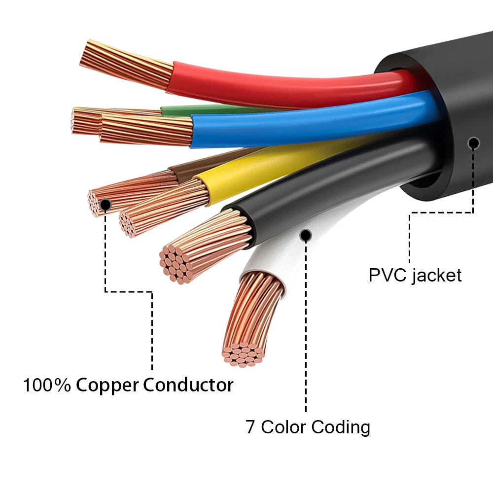 7-Foot 7-Pin 7-Way Trailer Cable for RV
