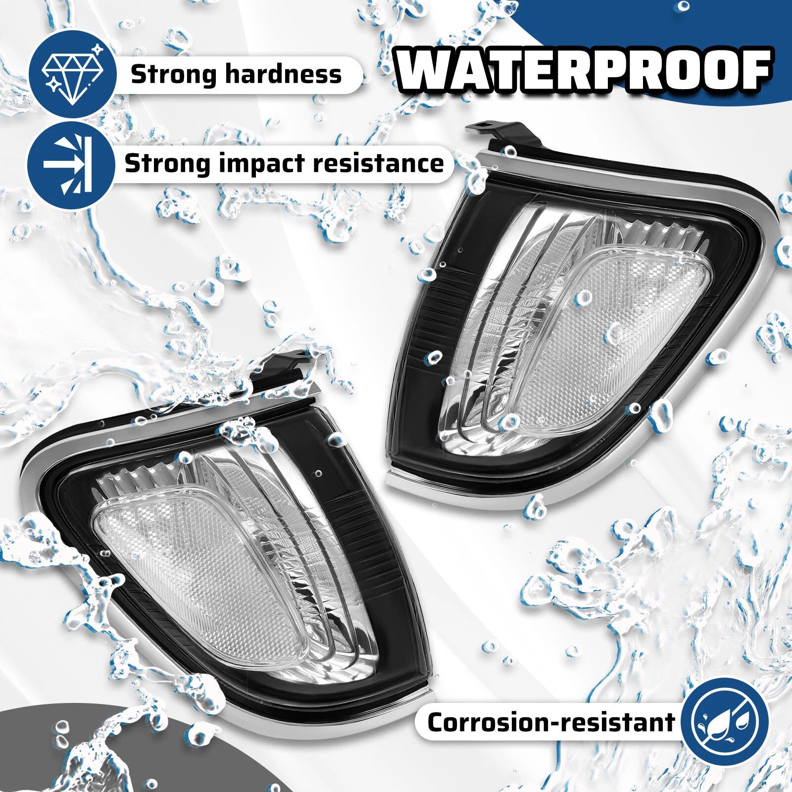 Pair of Clear Corner Lights Lamps w/Bulb for Toyota Tacoma (2001–2004)