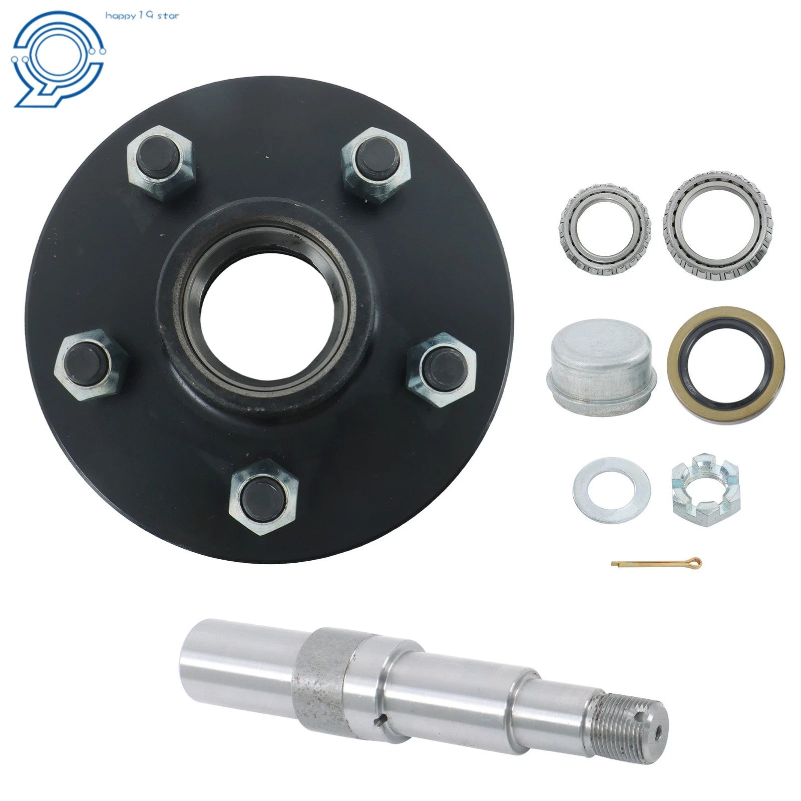 Round Spindle with Trailer Bearing Kit for Trailer (Fits Various Models)