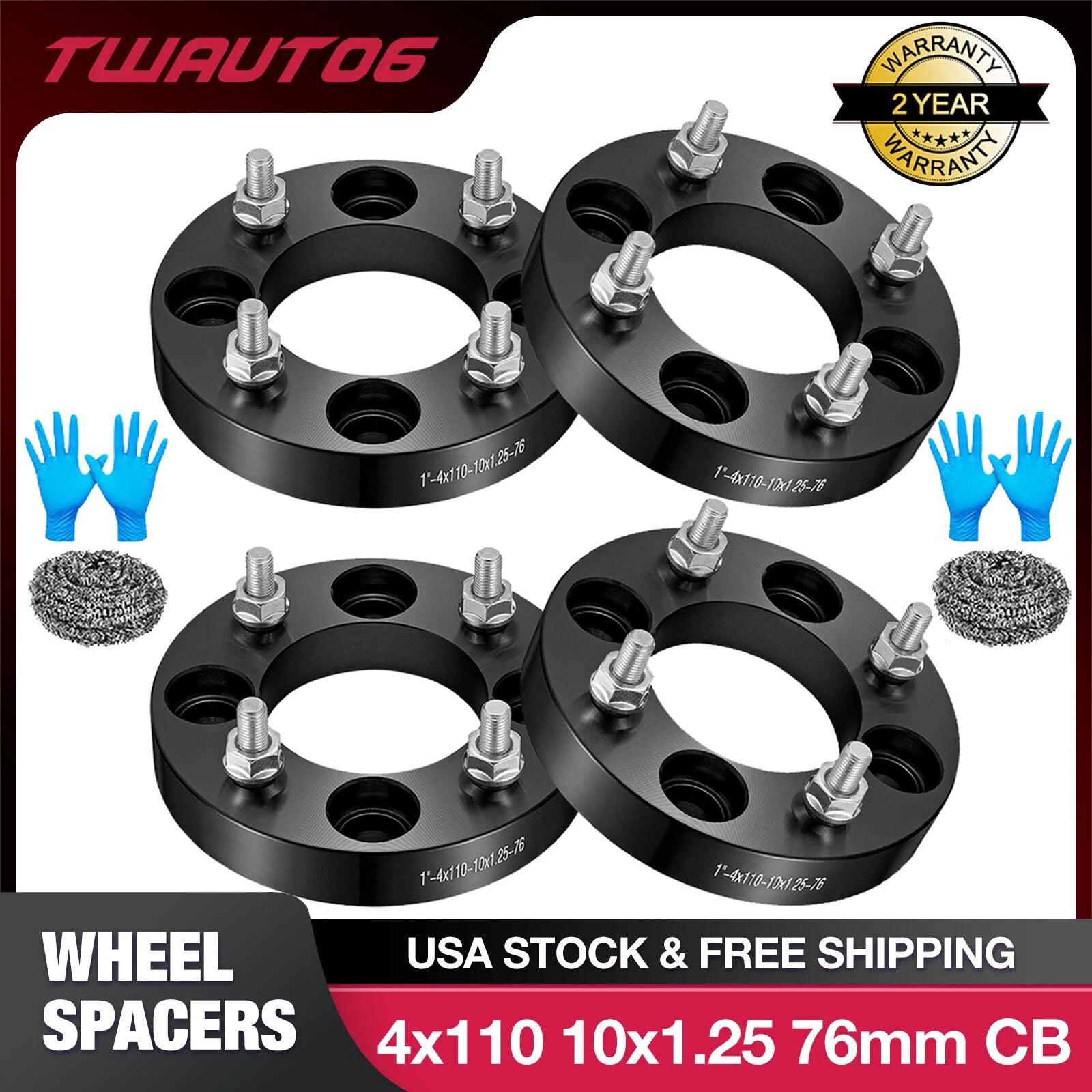 1" 4x110 ATV Wheel Spacers for Honda Rancher 350 400 420 (2000–2004)