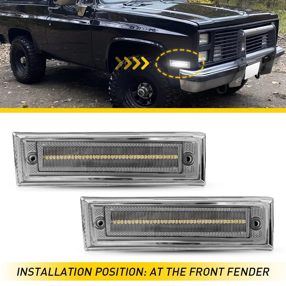 LED Front Side Marker Lights Kit for Chevy K5 Blazer Suburban (1981–1991)