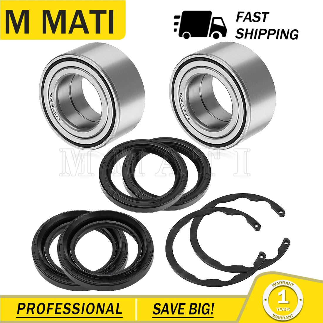2X Front Wheel Bearing Kit for Kawasaki Bayou 300 400, Prairie 300 400 (1990–2006)