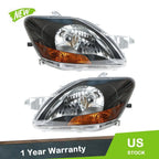 Replacement Headlight Set for Toyota Yaris (2007–2012) LH+RH Black Halogen Clear