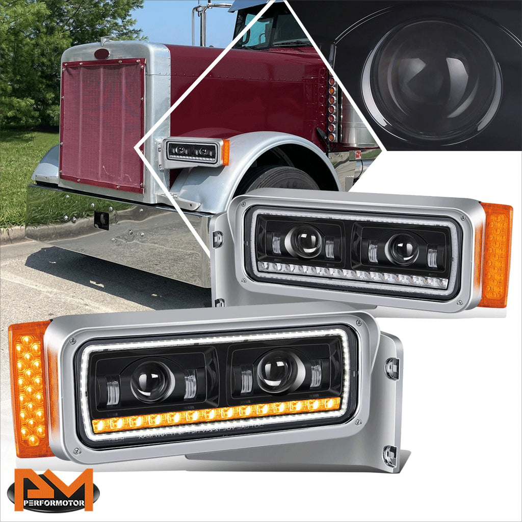 LED Sequential Signal Projector Headlights for Peterbilt 359 379 389 (1981–2021)