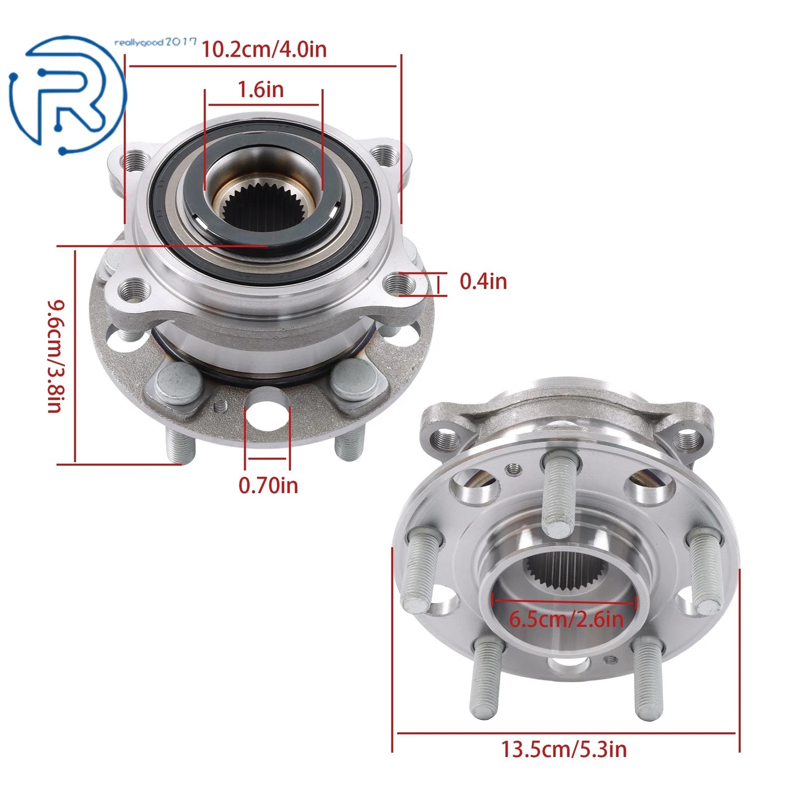 Set of 2 Front Wheel Bearing Hubs for Hyundai Santa Fe (2015–2018) Kia Sorento