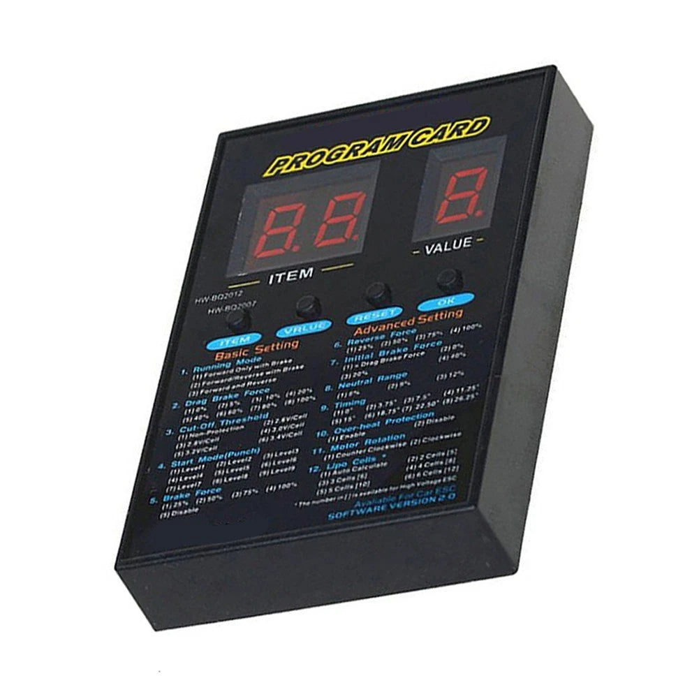 LED ESC Programming Card for RC Boat ESC Adjustment (8.8x5.8x1.4cm)