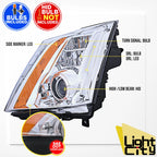 HID Headlight for Cadillac CTS (2008–2014) Chrome Driver LED DRL LH