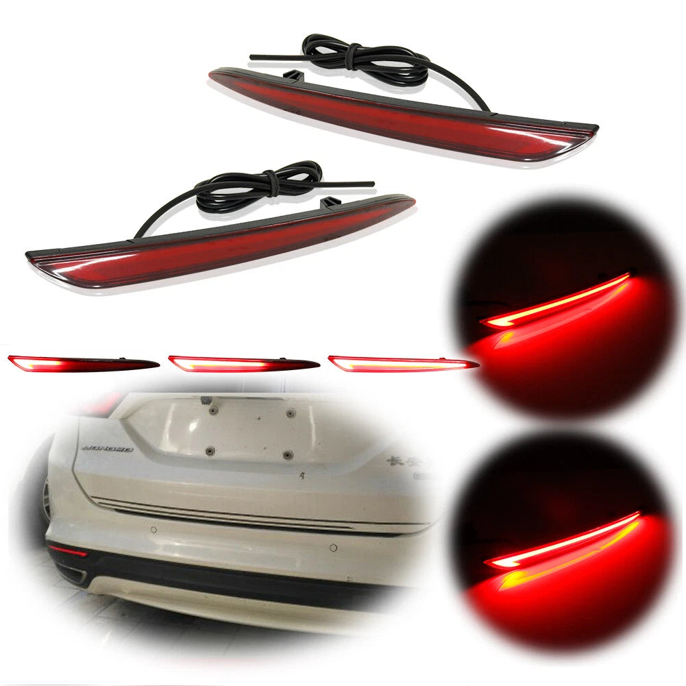 Set of 2 Red LED Rear Bumper Reflectors for Ford Fusion/Mondeo (2013–2018)
