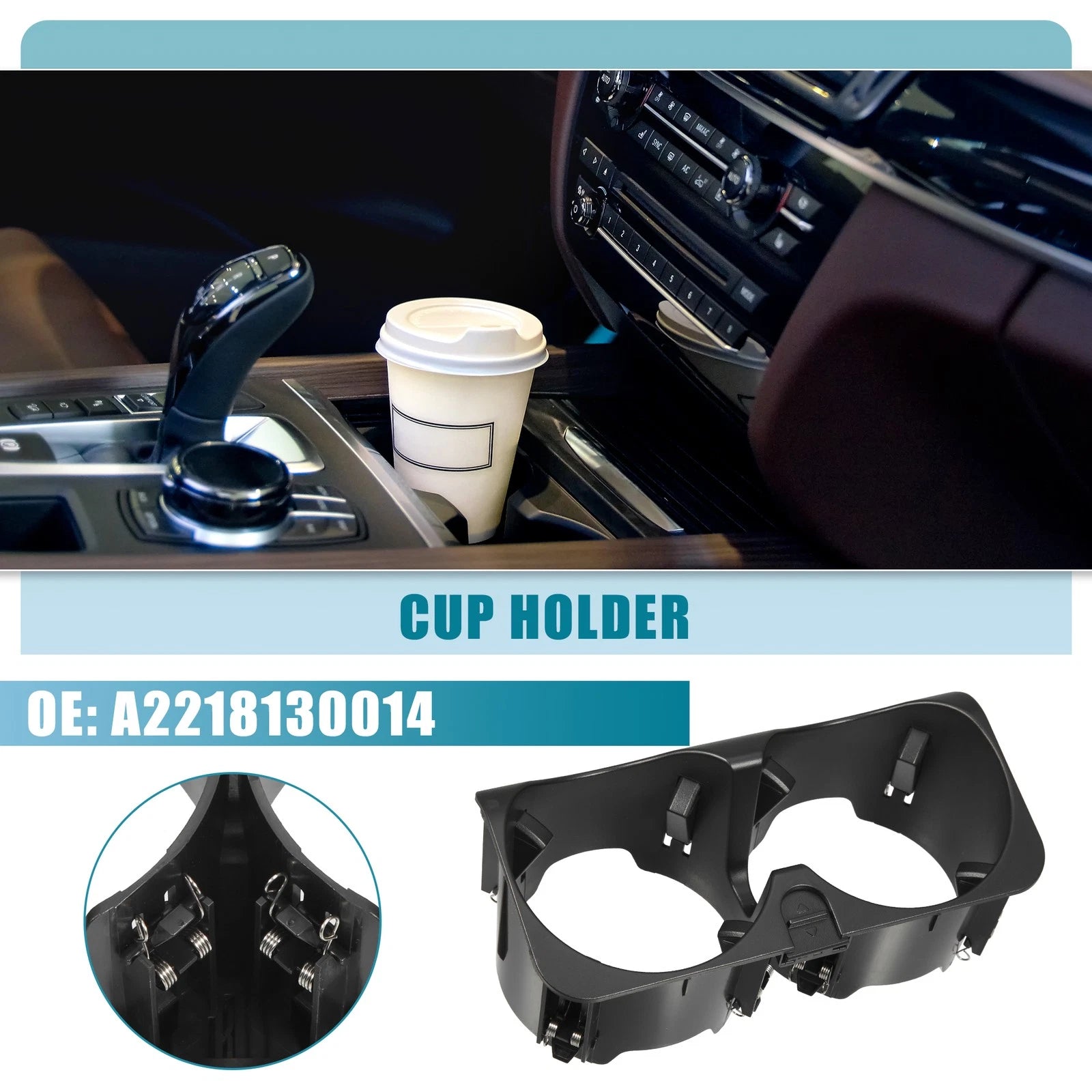 Rear Cup Holder Insert A2218130014 for Mercedes-Benz W221 (2009–2012) Black
