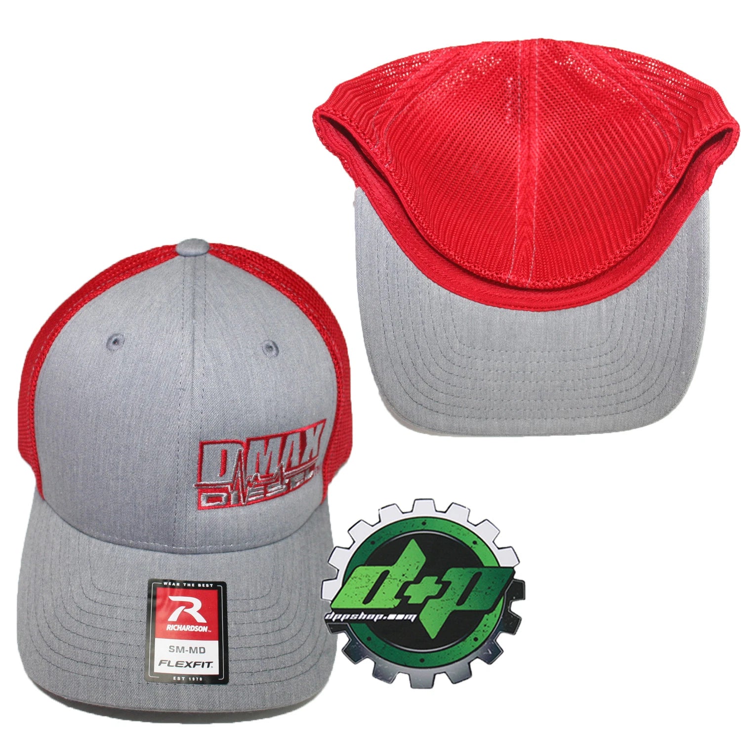 Dmax Duramax Truck Hat Richardson 110 Gray Denim Red Mesh S/M