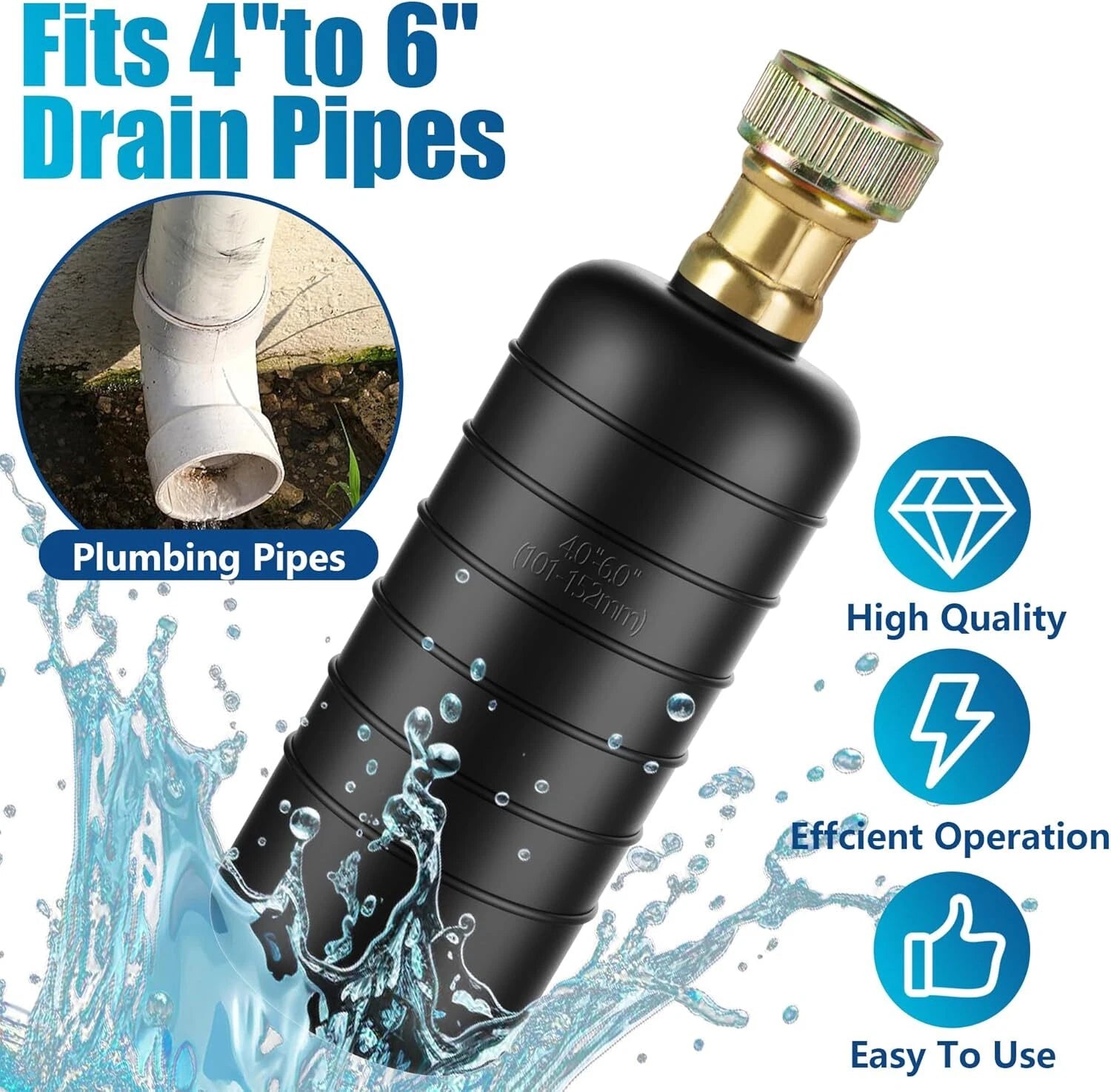 Drain Cleaning Bladder for Clogged Sewer Pipe 4"-6"