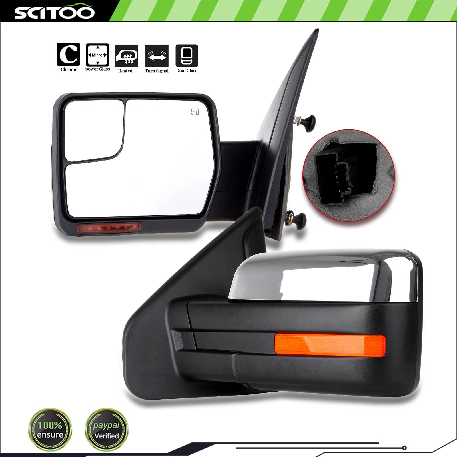 Chrome Driver Side View Mirror for F150 (2007–2014) - Power Heated Turn Signal