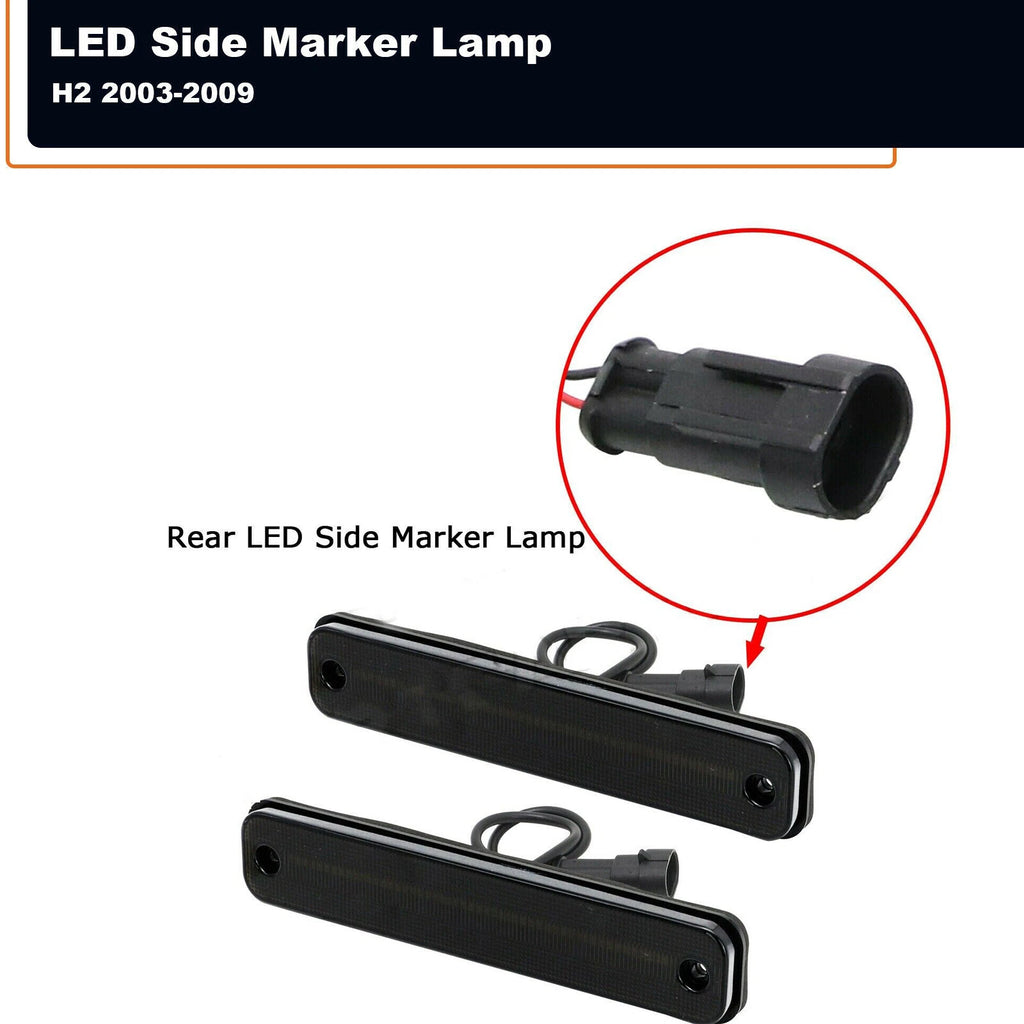 Set of 2 Rear Red LED Fender Side Marker Lights for Hummer H2 (2003–2009)