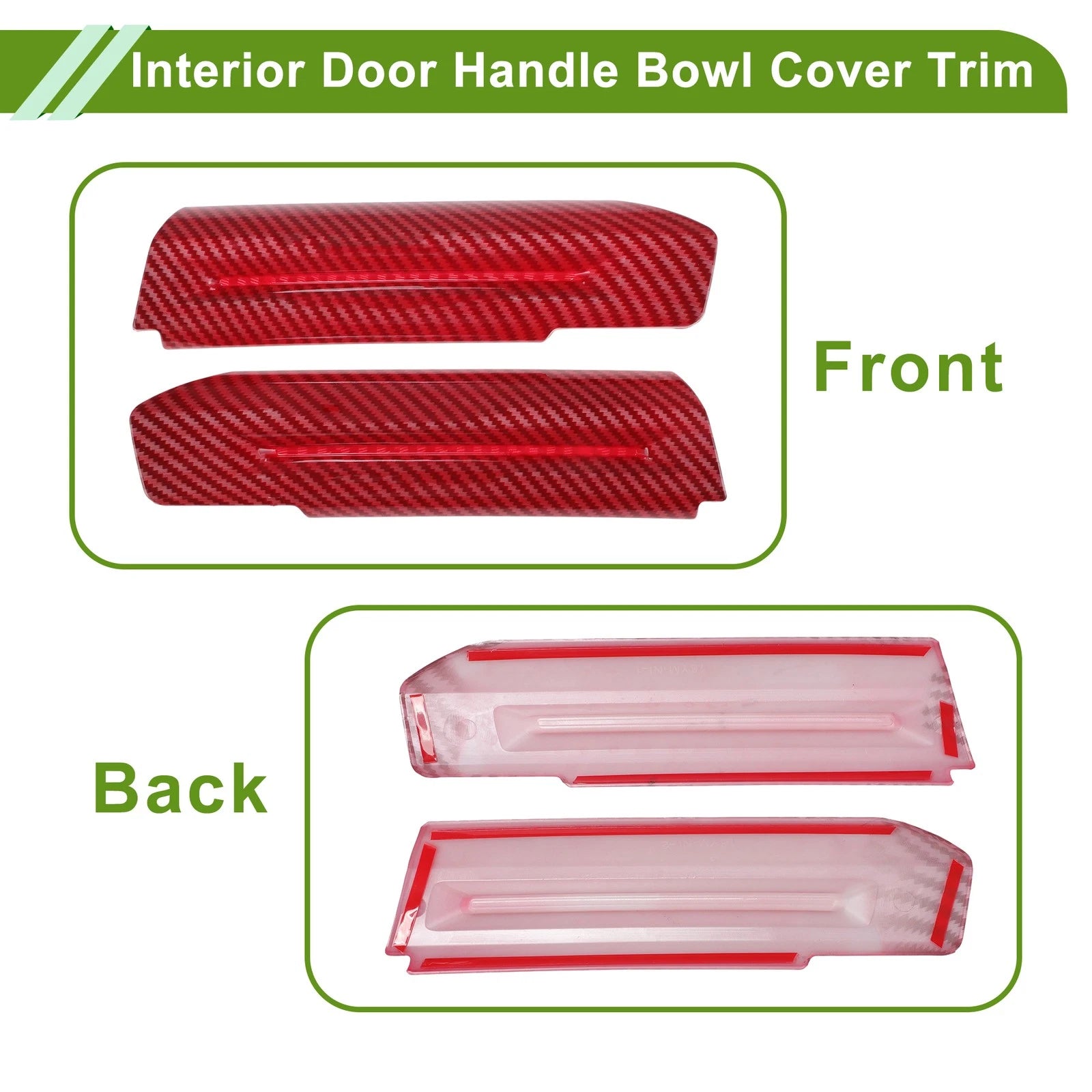 Interior Door Handle Bowl Cover Trim for Ford Mustang (2015–2024) Carbon Fiber Red