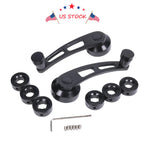 Pair of Black Billet Manual Aluminum Door Window Crank Handles for Universal Fit