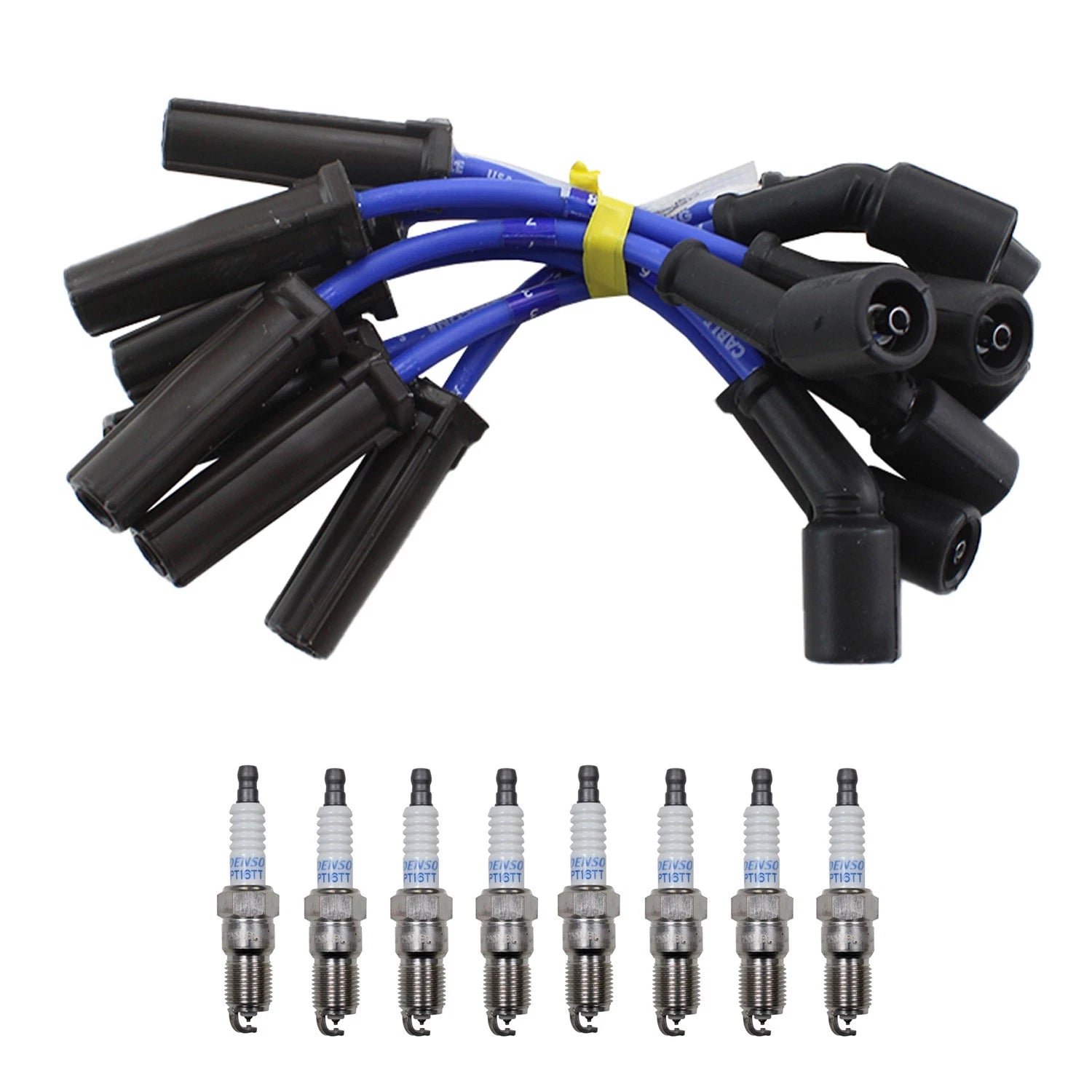 NGK 7mm Wire Set & Denso Platinum Spark Plug Kit for Express 2500, Yukon V8 (2003–2006)