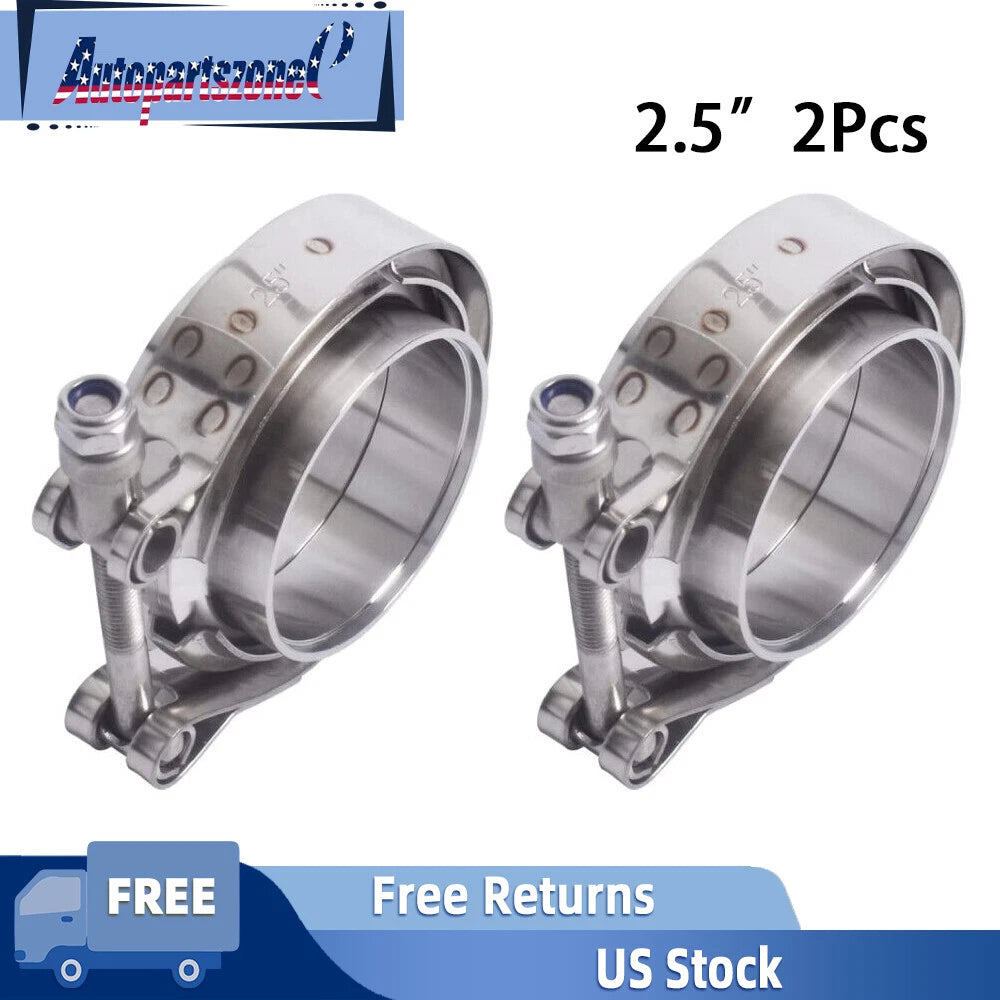 2Pcs Exhaust Downpipe V-band Clamp Flange Kit for