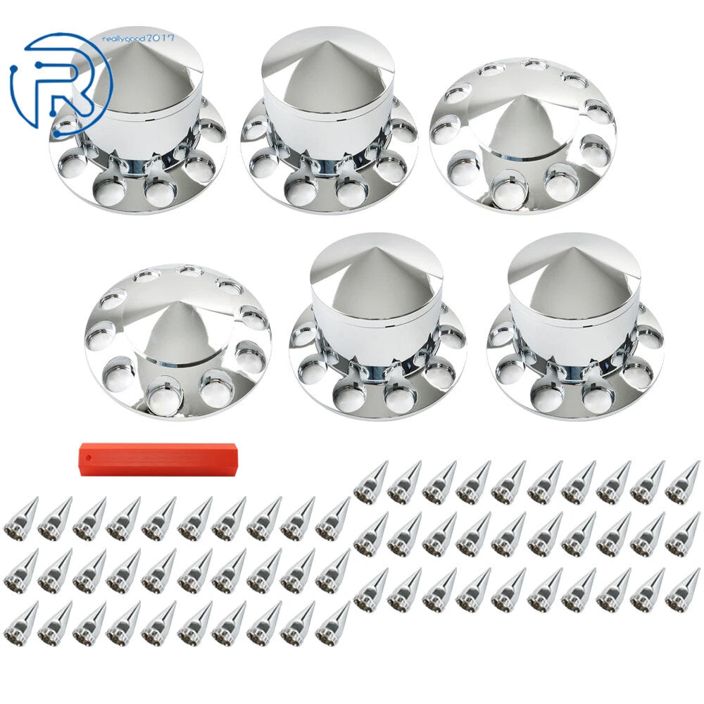 Chrome Hub Cover Kit for Semi Truck (Fits 33mm Axles)