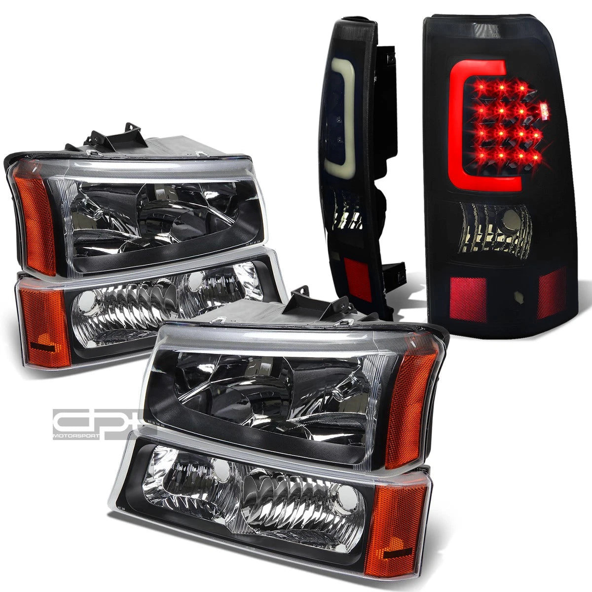 Headlight and Tail Light Set for Silverado (2003–2007) - Black Crystal, Smoked 3D LED