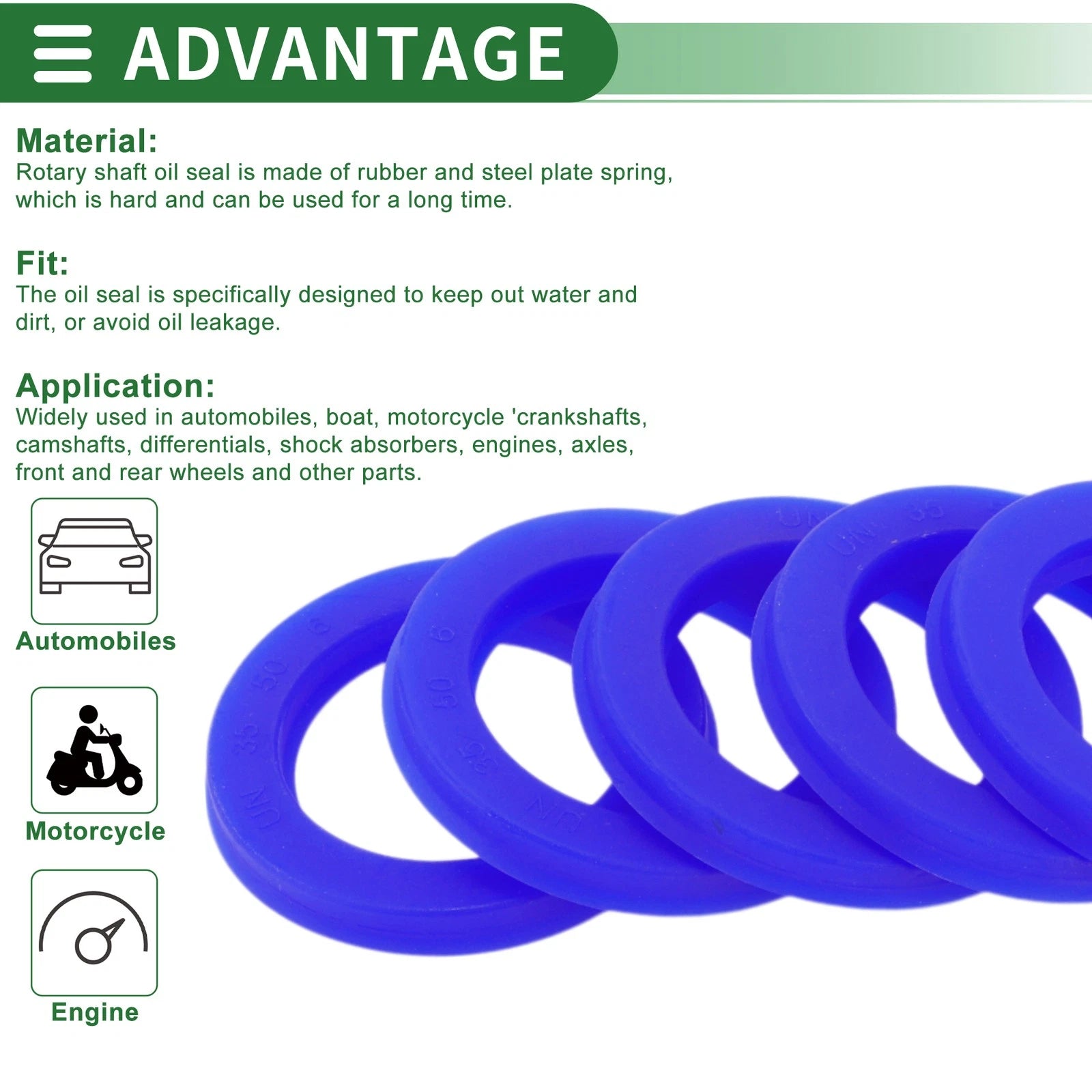 Set of 5 Oil Seal Rotary Shaft Seal 35x50x6mm High Pressure for Various Models