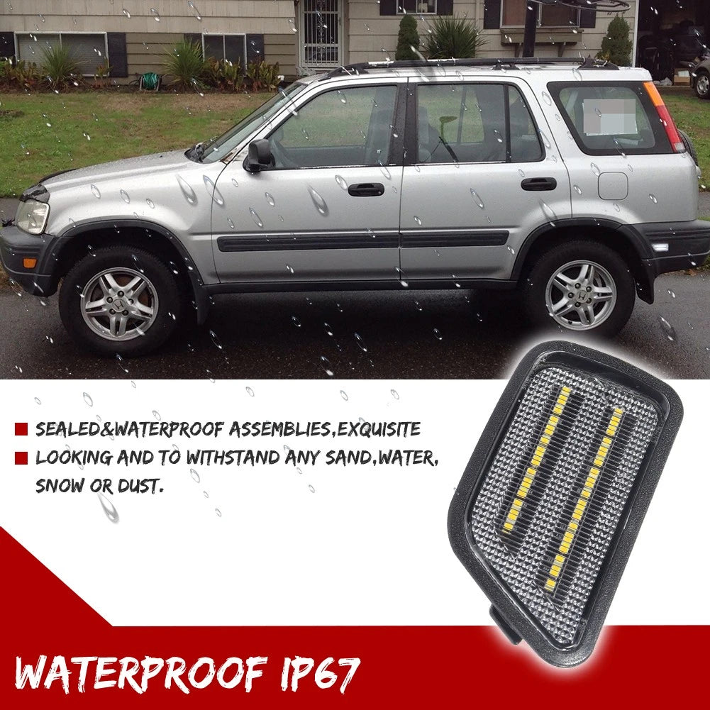 2X Clear Lens LED Side Marker Lights for Honda CR-V (1997–2001)