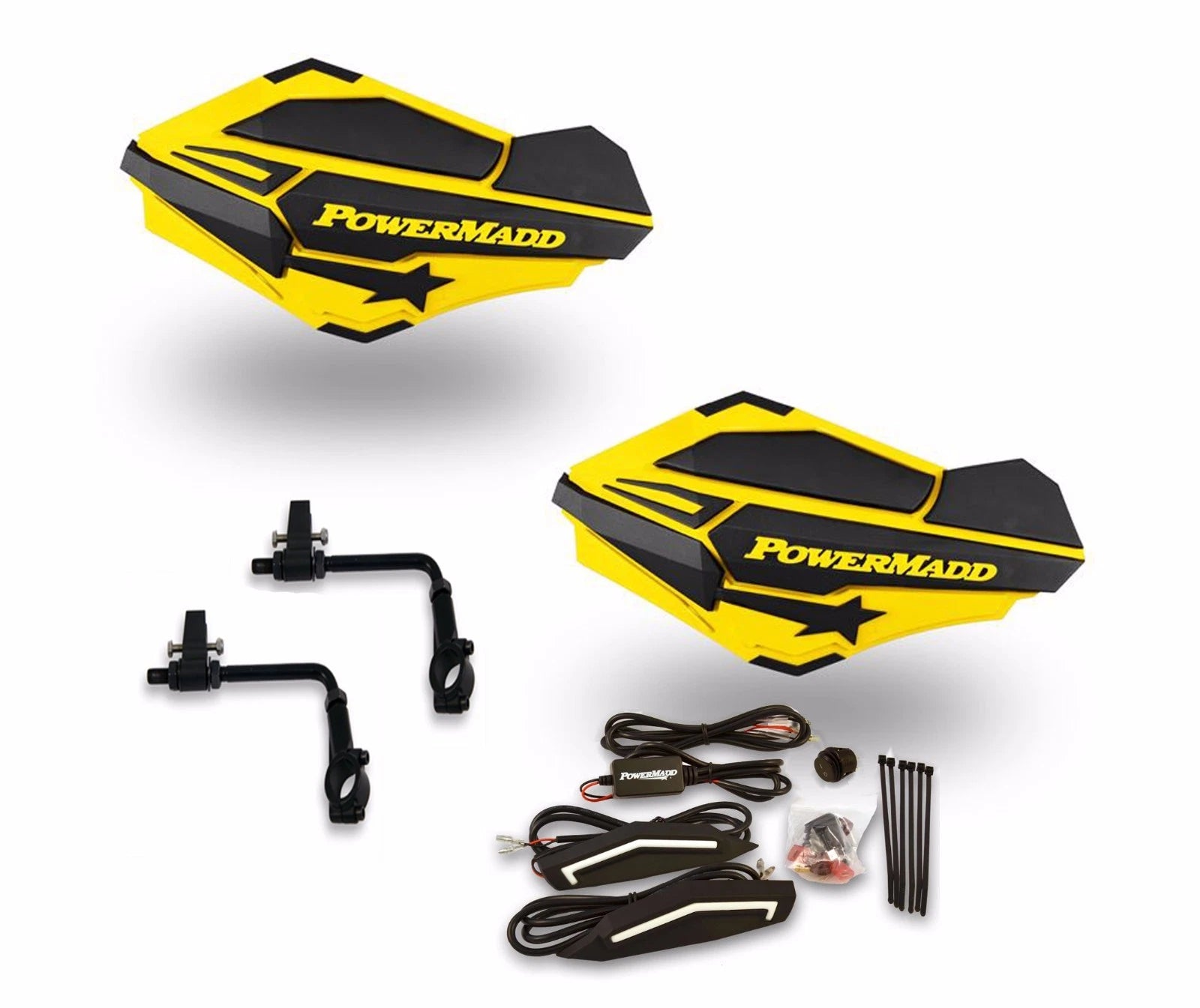 Powermadd Sentinel Hand Guards with Lights Tri Mount Kit for Scrambler Hawkeye