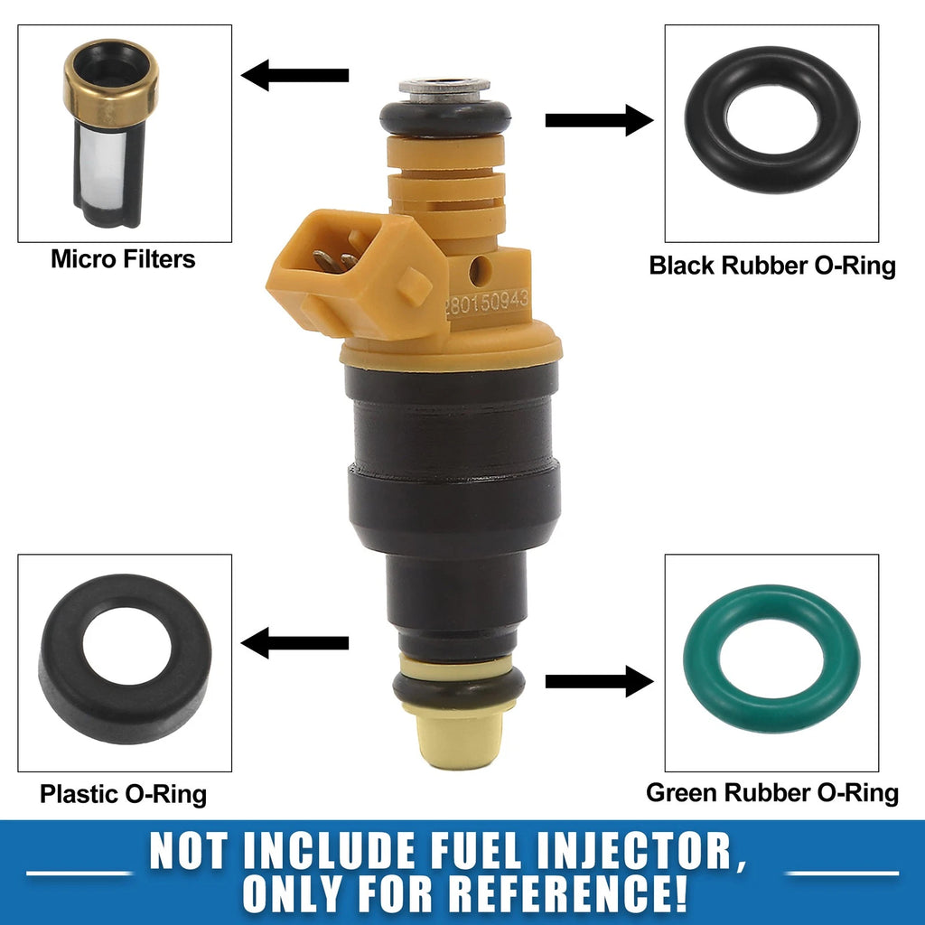Set of 4 Fuel Injector O Rings Seals with Micro Filters for Honda Civic 