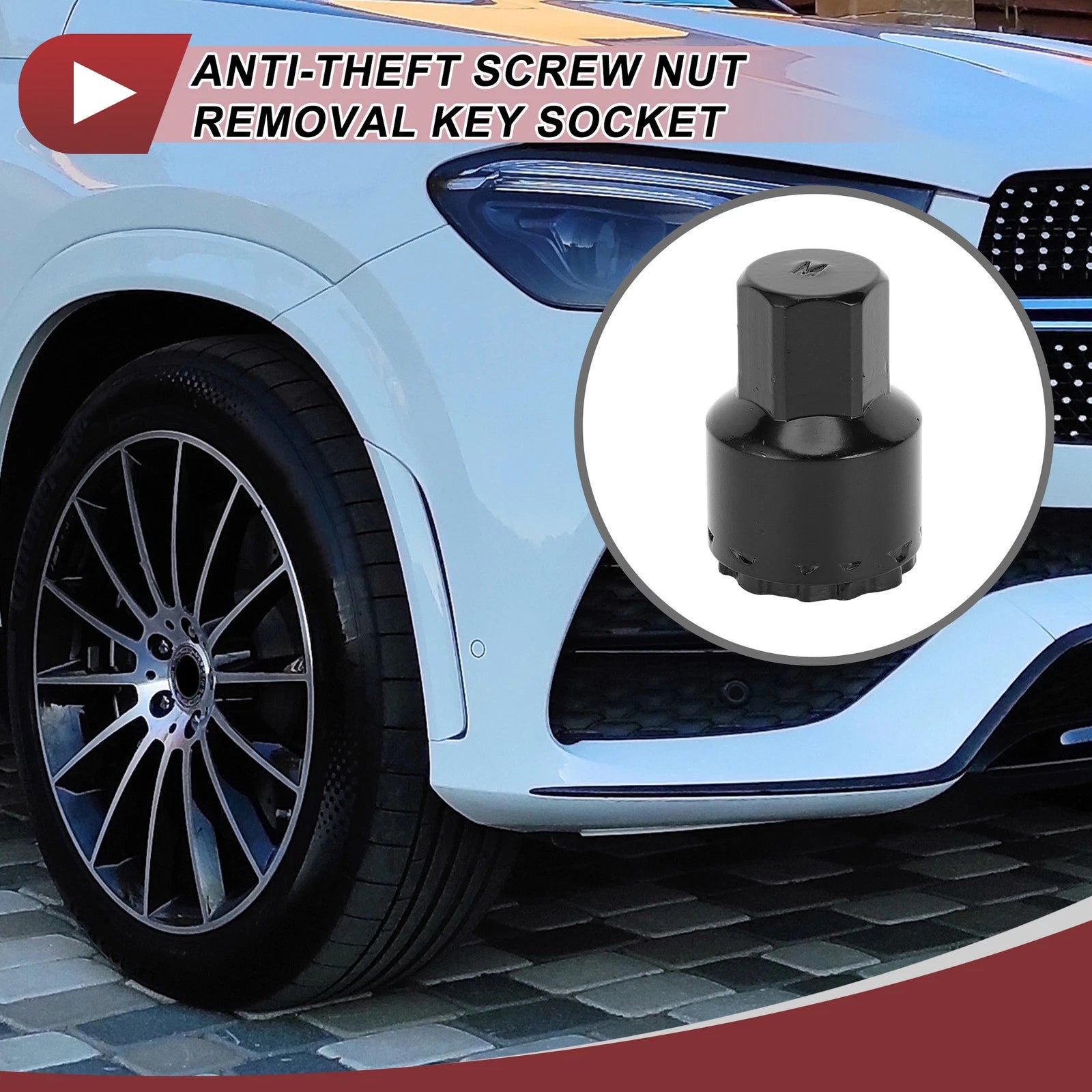 Wheel Lock Lug Nut Type M Anti-theft Key Socket for Mercedes Benz GLE450 GLS350 (2016–2023)