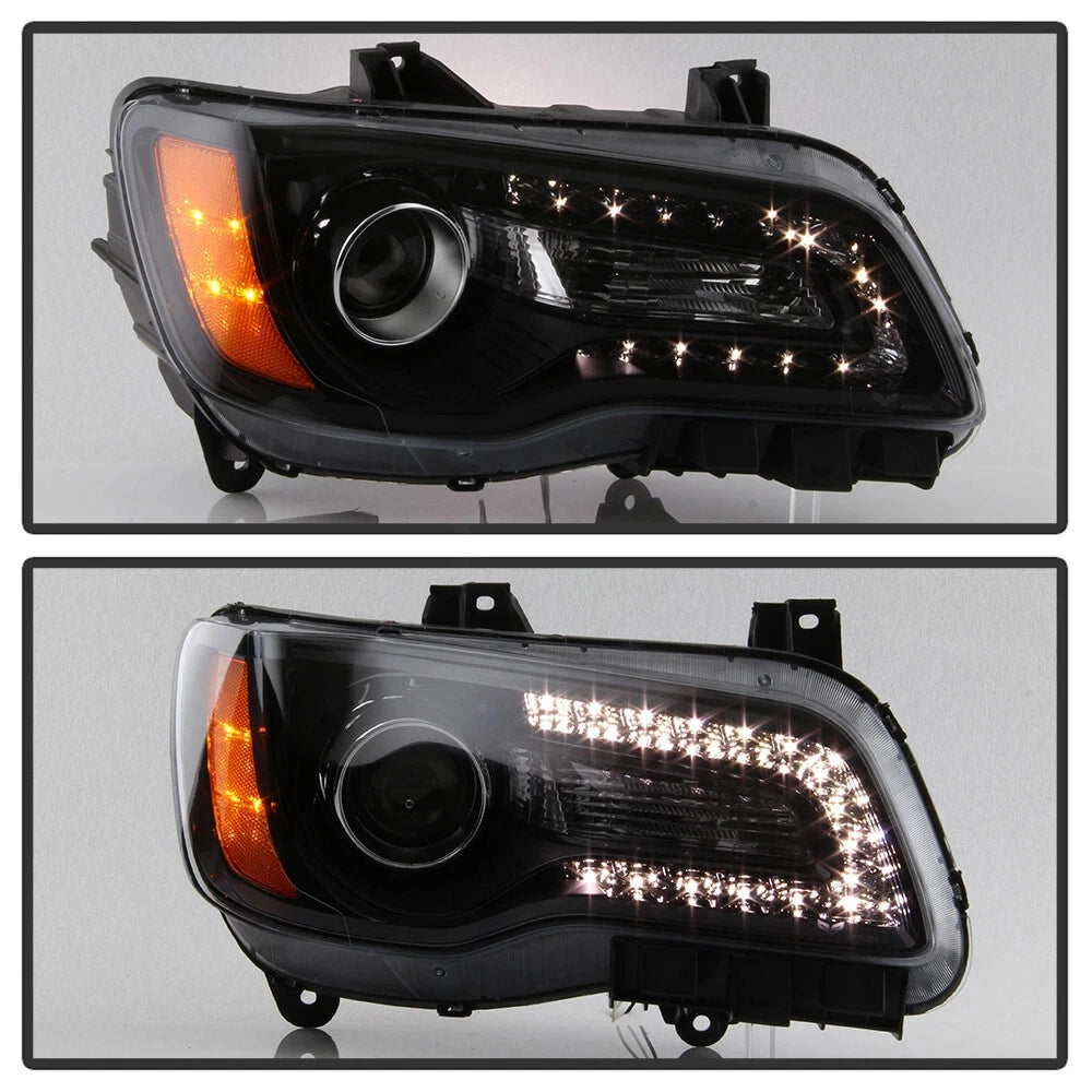 Halogen Headlight for Chrysler 300 (2012–2014) Black Bezel with Bulb
