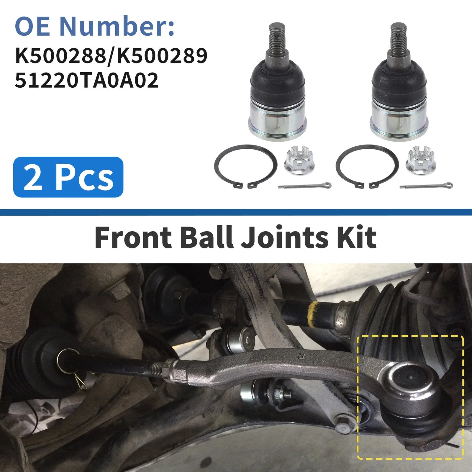 2X Front Lower Ball Joints for Honda Acura (2008–2012) No.K500288/K500289