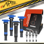 Set of 4 Ignition Coils & Iridium Spark Plugs for Hyundai Accent Kia Rio 