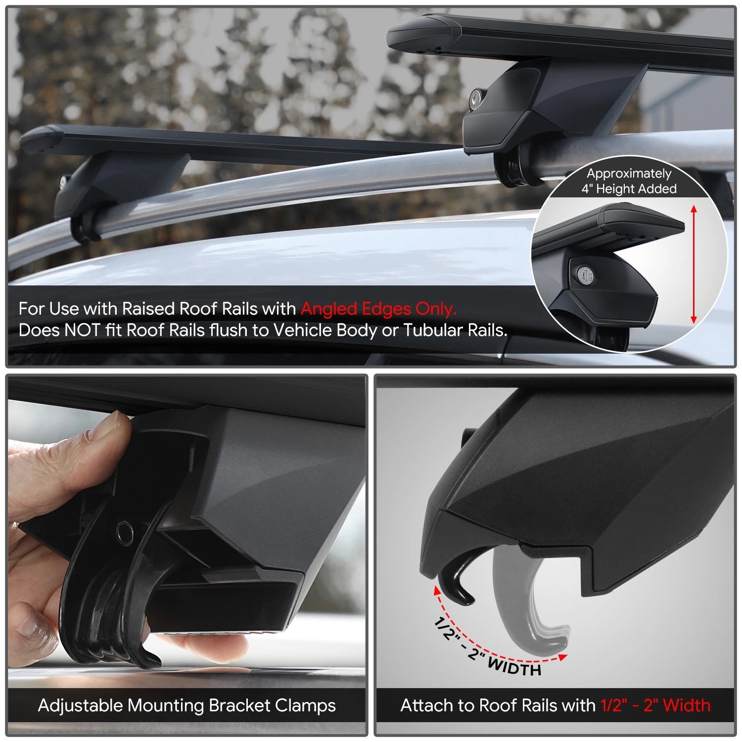Adjustable Roof Rack Cargo Carrier for Universal Fit (32"–48.5")