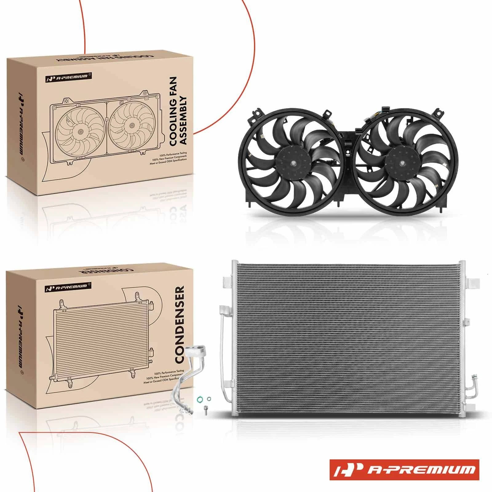 A/C condenser and dual cooling fan assembly for Nissan Quest Murano (2011–2017)