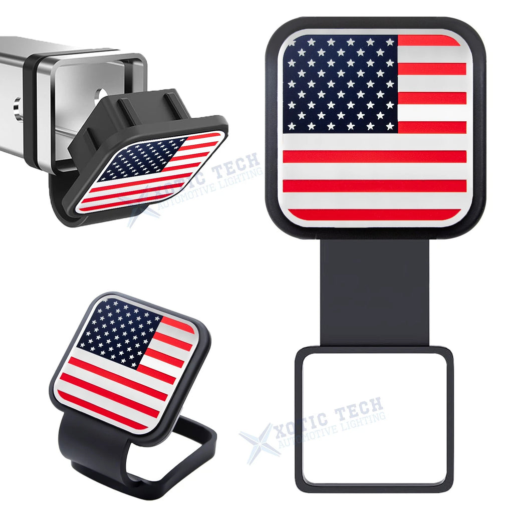 Red Blue Flag Tow Hitch Cover for Universal Fit (4-Way Flat) (2010–2024)
