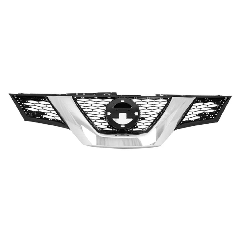 Front Grille Replacement Black Chrome Plastic for 2014-2016 Nissan Rogue