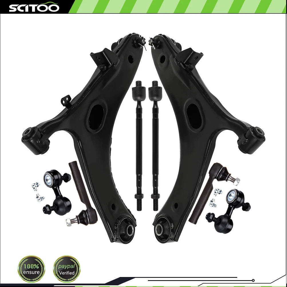 8Pcs Control Arm with Ball Joints, Tie Rod End, Sway Bar End Link for Subaru Forester